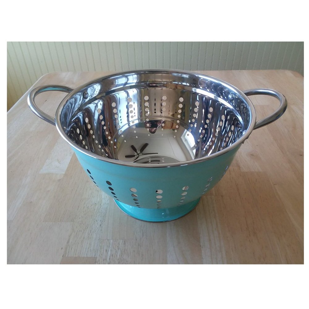 Large stainless steel colander, Mint Green!